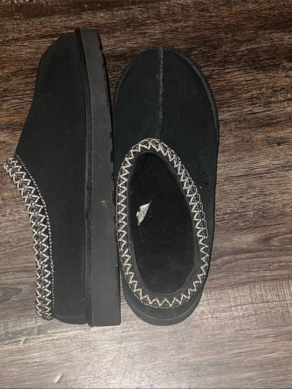 UGG Black Suede Slip-On Loafers with Contrast Stitching